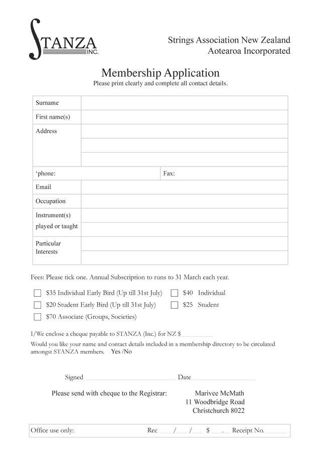 Membership form as image